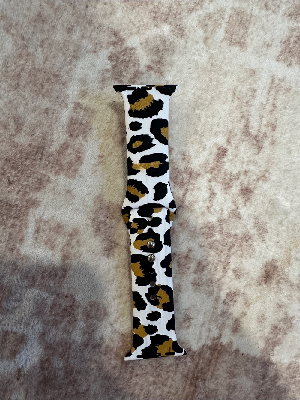 Leopard Print Silicone Watch Band - White, Black & Gold